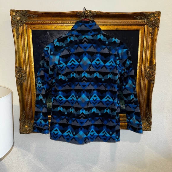 Columbia Blue Fleece Tribal Print Zip Up Sweater Size M 10/12 Boys Winter Jacket - Picture 5 of 5